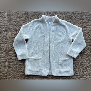 Haven Well Within Women's Ivory Sherpa‎ Cardigan Size L Open Front Cozy Coastal